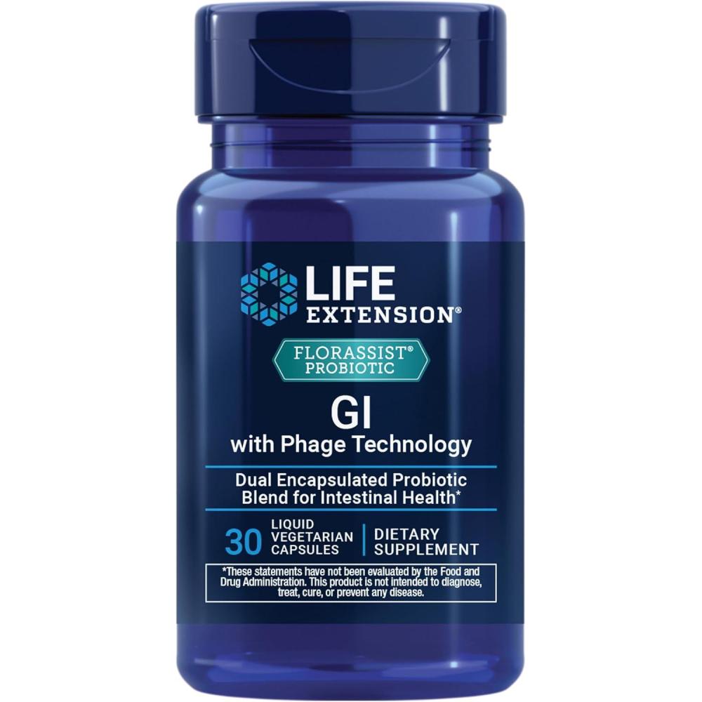 imageLife Extension FLORASSIST Probiotic GI with Phage Technology Digestive Health Supplement microbiome Balance Gut Health Gluten Free Vegetarian 30 Capsules30 Count Pack of 1