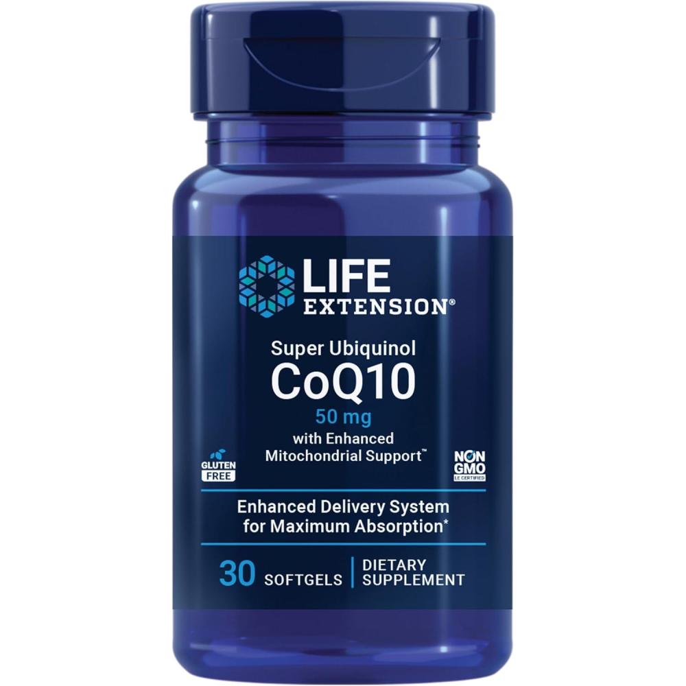 imageLife Extension Super Ubiquinol CoQ10 with Enhanced Mitochondrial Support Heart Health Supplement Maximum Absorption 50 mg NonGMO GlutenFree 30 softgels50 mg
