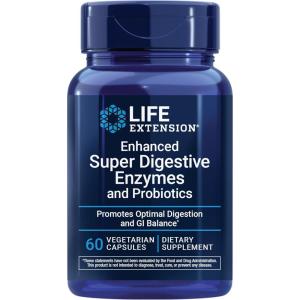 Life Extension Enhanced Super Digestive Enzymes and Probiotics – B. coagulans Probiotic, 10 Digestive Enzymes – Supports Digestion, Comfort & GI Balance – Non-GMO, Vegetarian – 60 Capsules(60 Count (Pack of 1))
