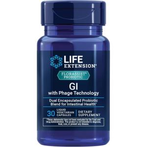 Life Extension FLORASSIST® Probiotic GI with Phage Technology, Digestive Health Supplement, microbiome Balance, Gut Health, Gluten Free, Vegetarian, 30 Capsules(30 Count (Pack of 1))