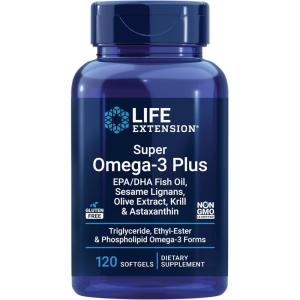 Life Extension Super Omega-3 Plus EPA/DHA Fish Oil, Sesame Lignans, Olive Extract, Krill & Astaxanthin – Heart, Brain & Joint Health Support – Gluten-Free, Non-GMO – 120 Softgels(120 Count (Pack of 1))