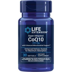 Life Extension Super Ubiquinol CoQ10 with Enhanced Mitochondrial Support, Heart Health Supplement, Maximum Absorption, 50 mg, Non-GMO, Gluten-Free, 30 softgels(200 mg)