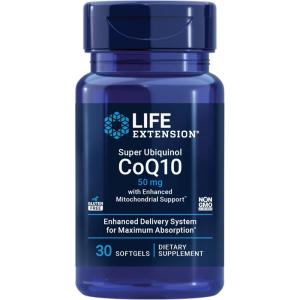 Life Extension Super Ubiquinol CoQ10 with Enhanced Mitochondrial Support, Heart Health Supplement, Maximum Absorption, 50 mg, Non-GMO, Gluten-Free, 30 softgels(50 mg)