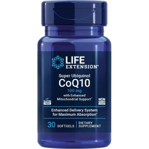 Life Extension Super Ubiquinol CoQ10 with Enhanced Mitochondrial Support, Heart Health Supplement, Maximum Absorption, 50 mg, Non-GMO, Gluten-Free, 30 softgels(100 mg)