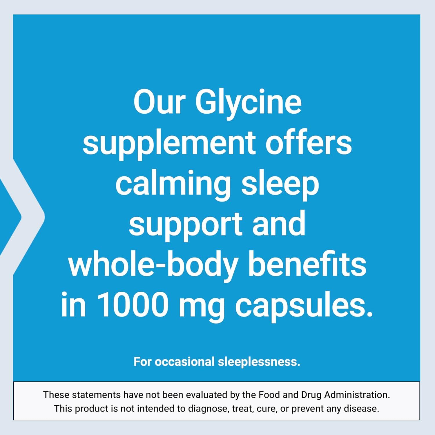 imageLife Extension Glycine 1000 mg Amino Acid That Promotes Healthy Sleep GlutenFree NonGMO Vegetarian 100 CapsulesGlycine