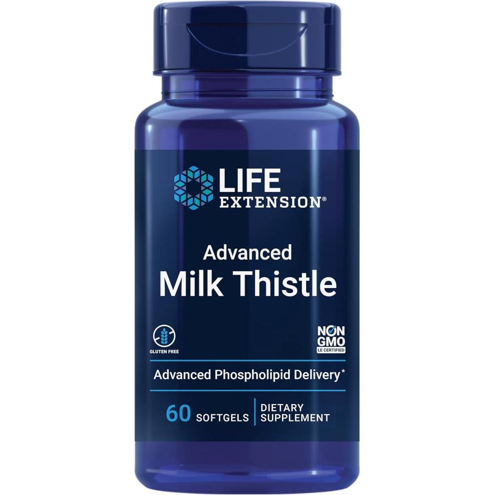 imageLife Extension Advanced Milk Thistle silymarin silybin phospholipids Promotes Healthy Liver Function GlutenFree NonGMO 60 softgels