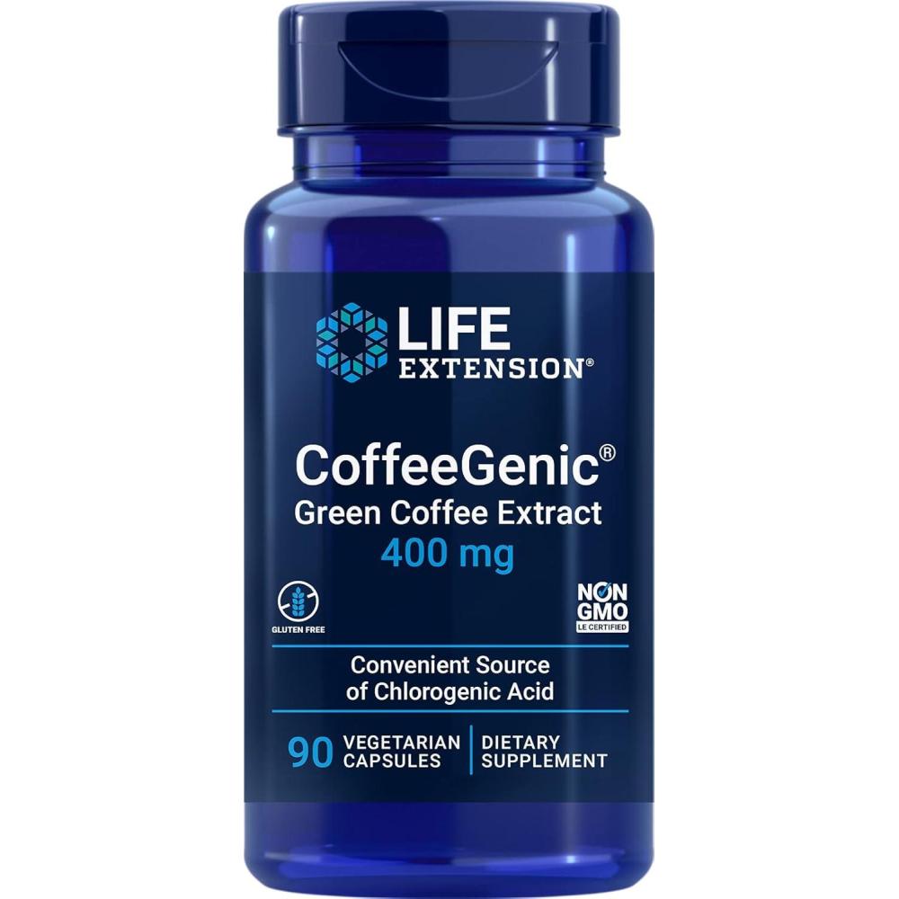 imageLife Extension CoffeeGenic Green Coffee Extract 400 mg standardized for 50 chlorogenic Acid AfterMeal Metabolism Support Gluten Free NonGMO Vegetarian 90 Capsules