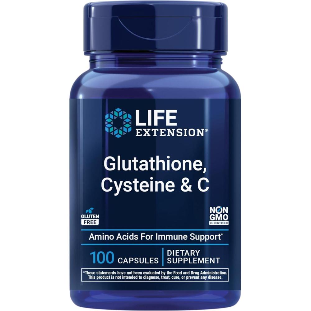 imageLife Extension Glutathione Cysteine amp C 500 mg of Vitamin C Powerful antioxidant Supplement to Support Liver Health GlutenFree NonGMO 100 Capsules100 Count Pack of 1
