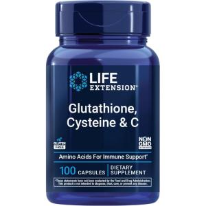 Life Extension Glutathione, Cysteine & C, 500 mg of Vitamin C, Powerful antioxidant Supplement to Support Liver Health, Gluten-Free, Non-GMO, 100 Capsules(100 Count (Pack of 1))