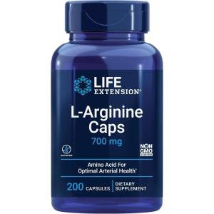 Life Extension L-Arginine Caps, 700 mg, Vitamin C & Amino Acid for Optimal arterial Health, Supports Heart & Immune Health, Healthy Tissue & Bones, Gluten Free, Non-GMO, 200 Capsules(Standard Packaging)