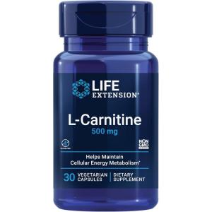 Life Extension L-Carnitine – 500 mg, Energy Supplement, Memory Supplement – Free Form Amino Acid, Nitric Oxide Support, Healthy Blood Pressure – Gluten-Free, Non-GMO, Vegetarian – 30 Capsules(30 Count (Pack of 1))