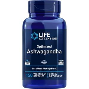 Life Extension Optimized Ashwagandha, 150 Veg Caps – Non-GMO, Gluten Free, Vegetarian Capsules(150 Count (Pack of 1))