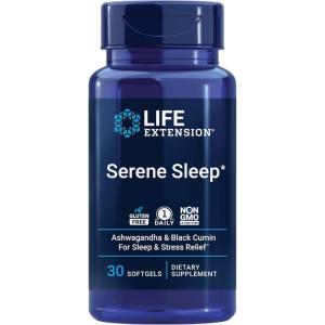 Life Extension Serene Sleep – Ashwagandha, Black Cumin – Sleep Supplement, Calm, Relaxation, Sleep Support Without Melatonin – Once-Daily, Gluten-Free, Non-GMO – 30 Softgels