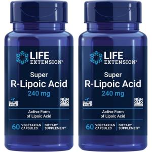 Life Extension Super R-Lipoic Acid – Healthy Aging, oxidative Stress Defense – with 240 mg of Active R-Form of R-Lipoic Acid – Gluten-Free – Non-GMO – Vegetarian – 60 Capsules(60 Count (Pack of 2))
