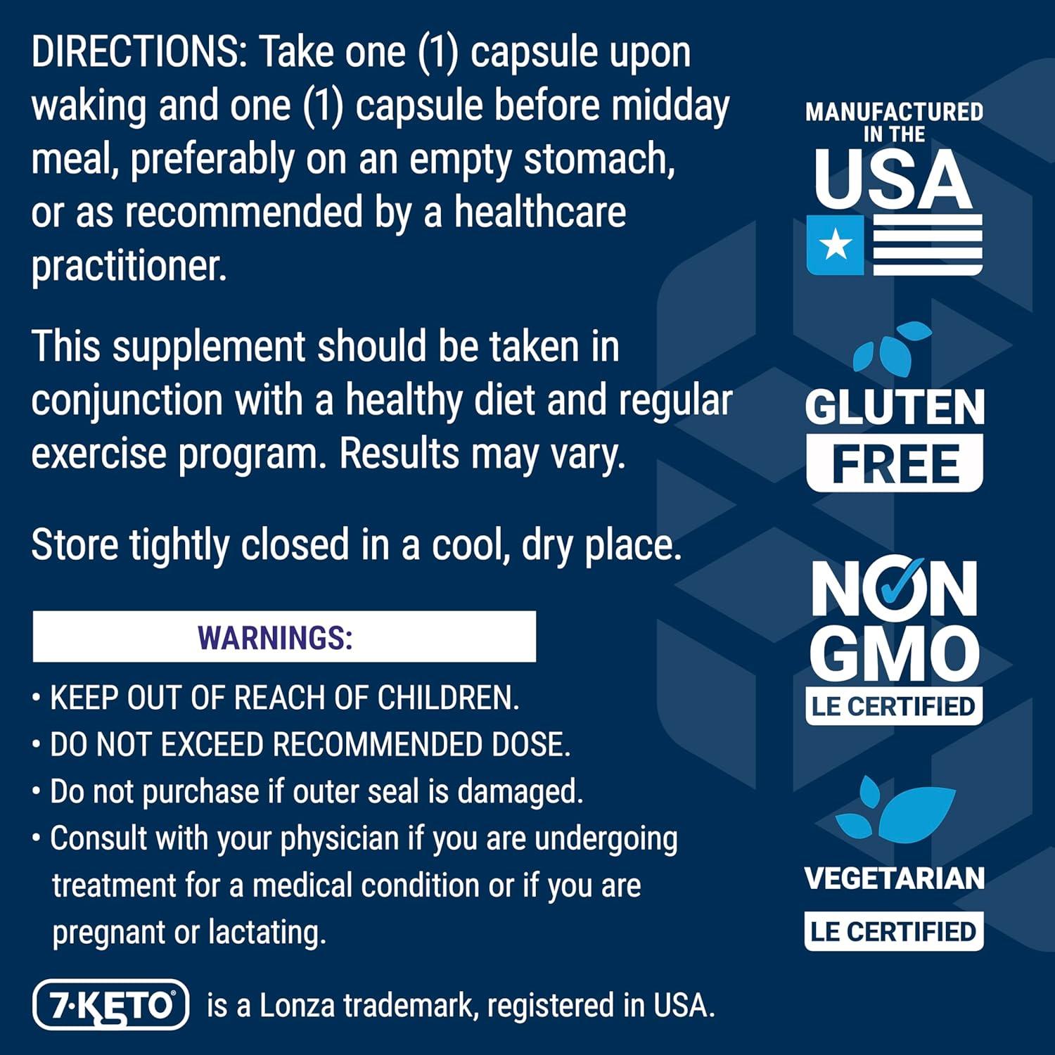 imageLife Extension 7Keto DHEA Metabolite Crank Up Your FatBurning Furnace NonGMO GlutenFree 100 Mg 60 Vegetarian Capsules60 Count Pack of 1