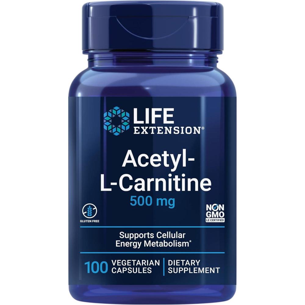 imageLife Extension AcetylLCarnitine AcetylLCarnitine Vitamin C Brain Mood amp Nerve Health Cellular Energy 3Month Supply GlutenFree NonGMO Vegetarian 100 Capsulessupply