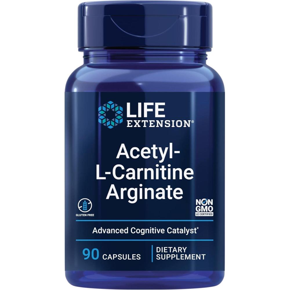imageLife Extension AcetylLCarnitine Arginate Advanced Brain amp Nerve Health Cellular Energy Support GlutenFree NonGMO 90 Capsules