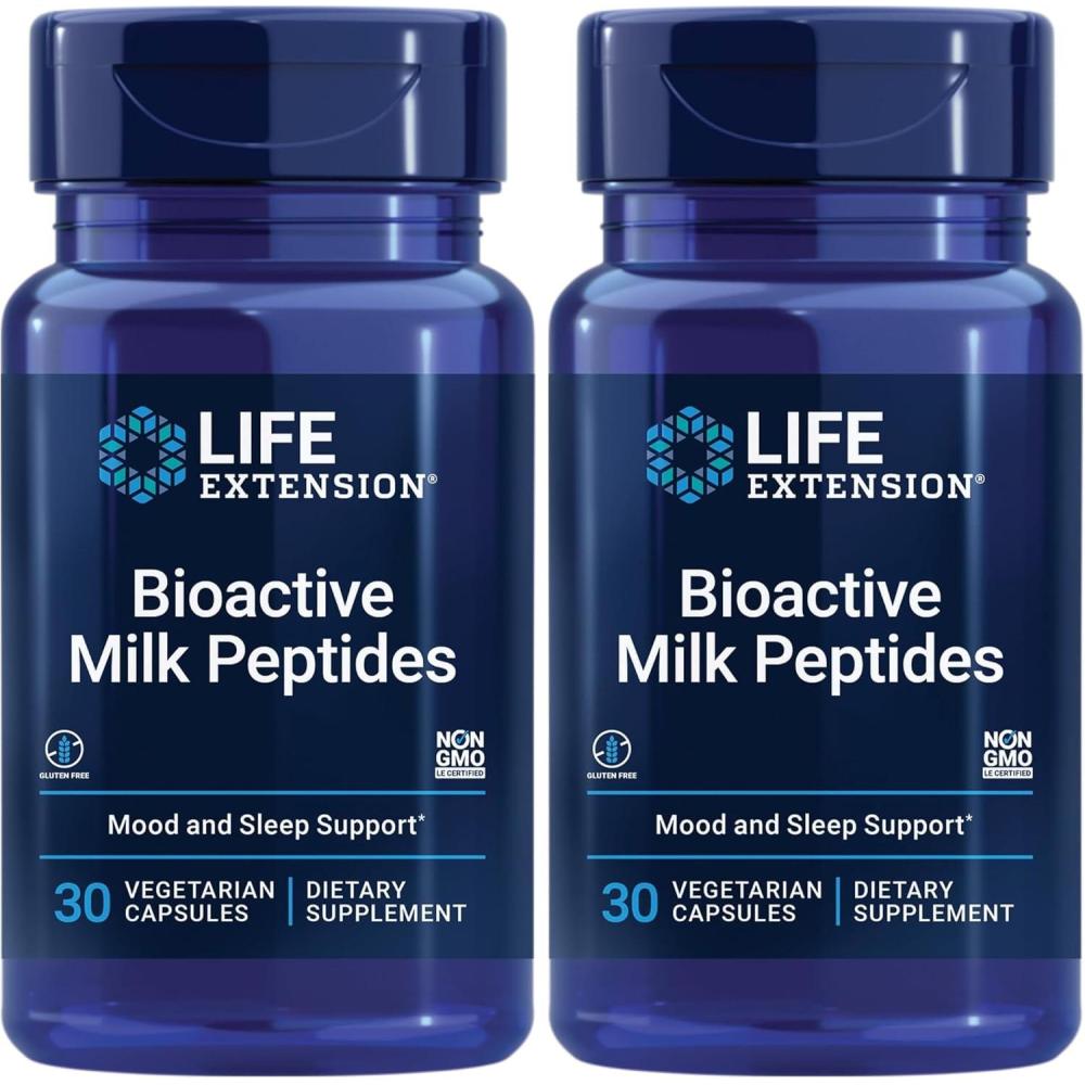 imageLife Extension Bioactive Milk Peptides  Promotes Relaxation amp Healthy Sleep  GlutenFree NonGMO  30 Vegetarian Capsules Pack of 2Unflavored