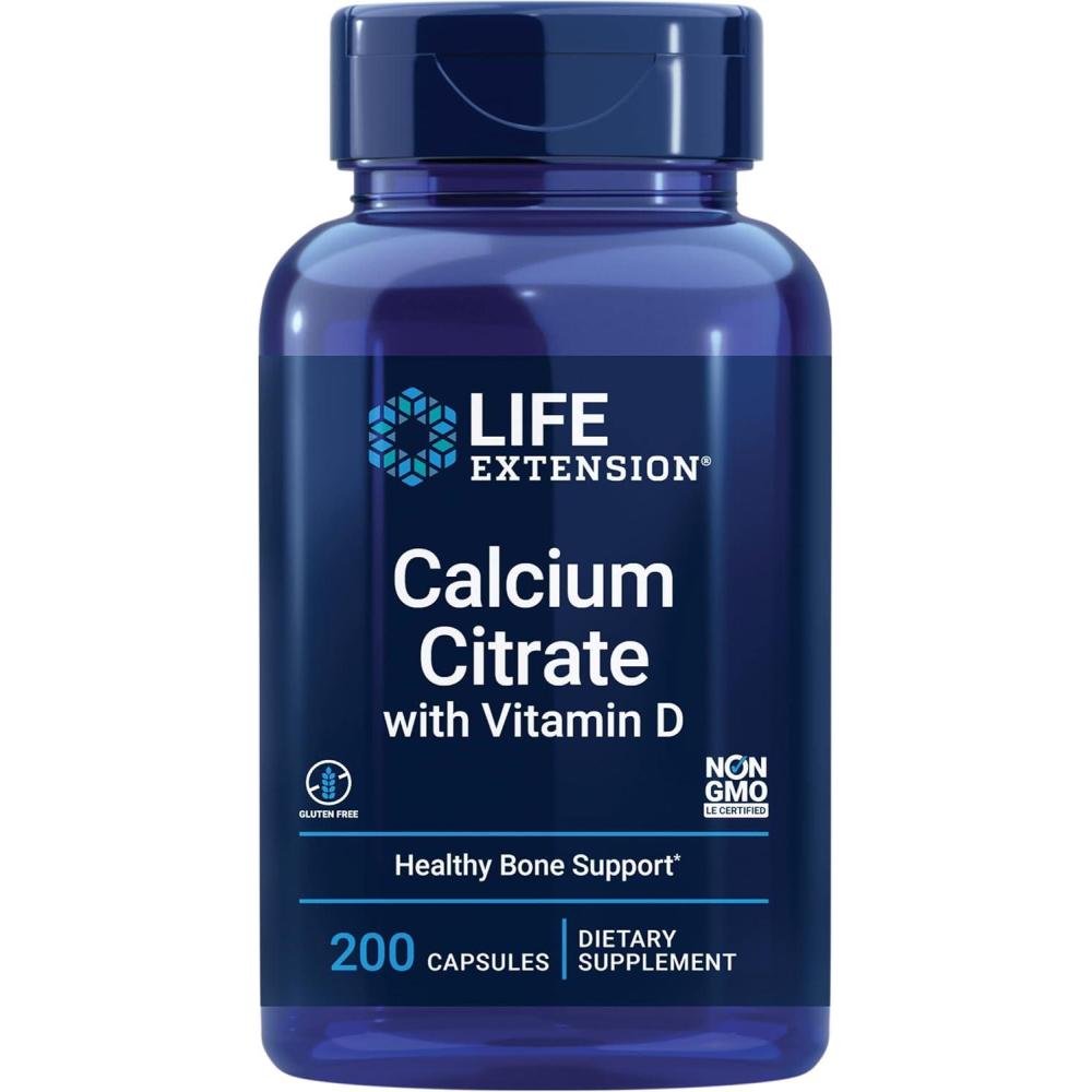 imageLife Extension Calcium Citrate with Vitamin D Superabsorbable Calcium to Support Optimal Bone Health GlutenFree NonGMO 200 Capsules