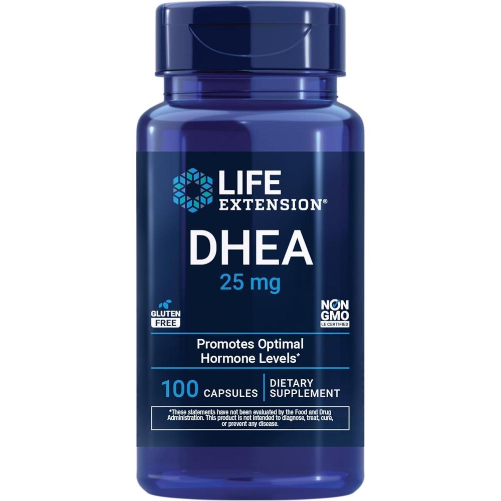 imageLife Extension DHEA 25 mg Supplement for Hormone Balance Immune Support Sexual Health Bone amp Cardiovascular Health and AntiAging and Mood Support GlutenFree NonGMO 100 Capsules