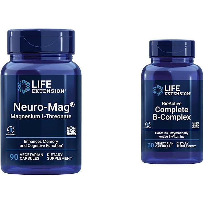 imageLife Extension Neuromag Magnesium Lthreonate and Bioactive Complete BComplex for Brain Heart and Nerve Support