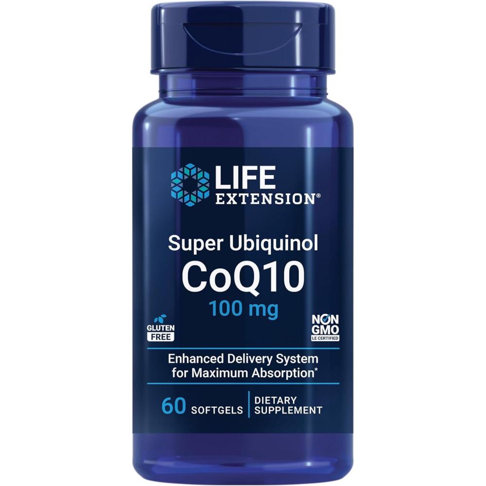 imageLife Extension Super Ubiquinol CoQ10 Heart Health Supplement Cell Energy oxidative Stress Defense Maximum Absorption 100 mg NonGMO GlutenFree 60 softgels