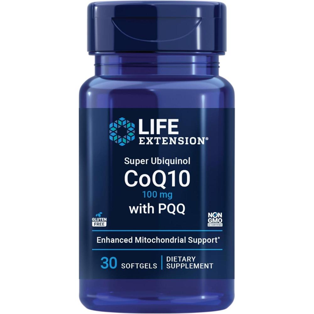 imageLife Extension Super Ubiquinol CoQ10 with PQQ coenzyme Q10 pyrroloquinoline Quinone Heart Health Supplement Maximum Absorption 100 mg NonGMO GlutenFree 30 softgelsStandard Packaging