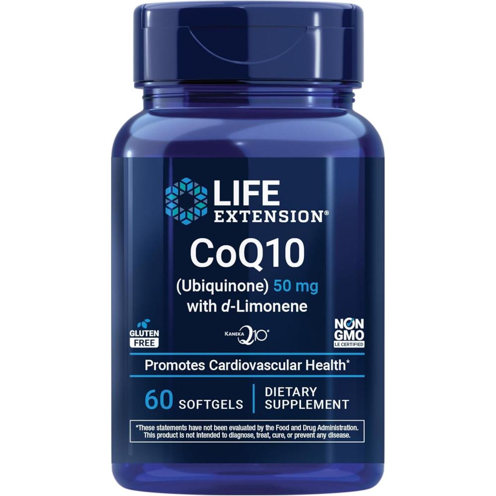 imageLife Extension SuperAbsorbable CoQ10 Ubiquinone with dLimonene Heart Health Supplement relieves General Fatigue oxidative Stress Defense 50 mg NonGMO GlutenFree 60 softgels60 Count Pack of 1
