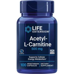 Life Extension Acetyl-L-Carnitine, Acetyl-L-Carnitine, Vitamin C, Brain, Mood & Nerve Health, Cellular Energy, 3-Month Supply, Gluten-Free, Non-GMO, Vegetarian, 100 Capsules(supply)