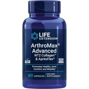 Life Extension ArthroMax® Advanced NT2 Collagen™ & AprèsFlex®, glucosamine sulfate, Boswellia (Indian Frankincense), Joint Health, Mobility, Gluten-Free, Non-GMO, 60 Capsules(Collagen)