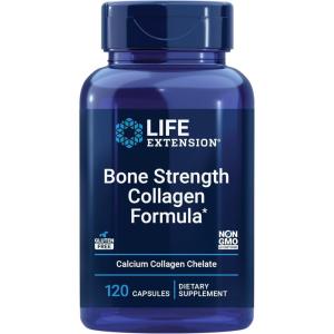 Life Extension Bone Strength Collagen Formula, Calcium Collagen chelate, Calcium fructoborate, Vitamin D3, Magnesium Citrate, Silicon, Boron, Gluten-Free, Non-GMO, 120 Capsules