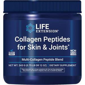 Life Extension Collagen Peptides for Skin & Joints, Collagen Types I, II & III in an Easy-Mix Powder, Gluten Free, Non-GMO, net Weight 343 Grams
