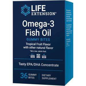 Life Extension Omega-3 Fish Oil Gummy Bites, EPA DHA Fatty acids, High-dose EPA DHA Support in a Delicious chewable Form, Non-GMO, Gluten Free, 36 Gummy Bites(Nutritional Supplement)