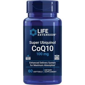 Life Extension Super Ubiquinol CoQ10, Heart Health Supplement, Cell Energy, oxidative Stress Defense, Maximum Absorption, 100 mg, Non-GMO, Gluten-Free, 60 softgels