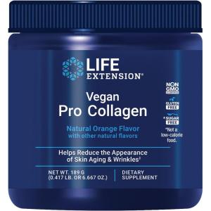 Life Extension Vegan Pro Collagen, Collagen Builder Support, Skin Health, Type I Collagen Amino acids, gotu kola, Vitamin C, Gluten-Free, Non-GMO, Vegan, 30 Servings