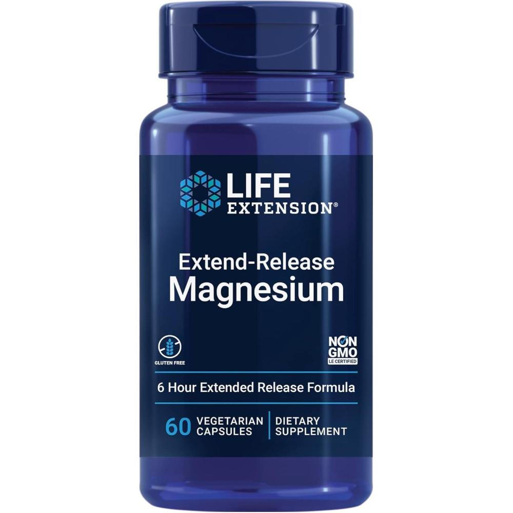 imageLife Extension ExtendRelease Magnesium prolonged Heart amp Bone Health Support Cardiovascular amp Blood Pressure Health Support bioavailable Formula GlutenFree NonGMO Vegetarian 60 CapsulesUnflavored Magnesium Only