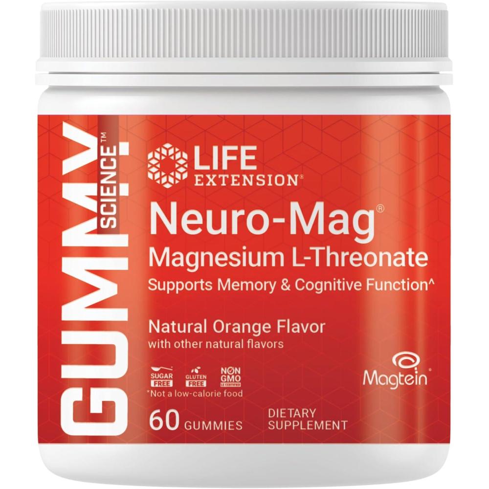 imageLife Extension Gummy Science NeuroMag Magnesium LThreonate Memory Support Quick Thinking cognition Magnesium Supplement GlutenFree NonGMO Orange Flavor 60 Gummies