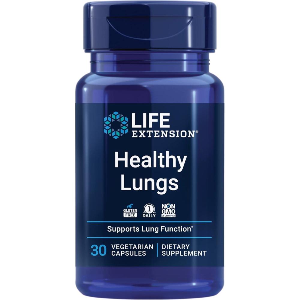 imageLife Extension Healthy Lungs  Lung Support Supplement  Helps Maintain Lung amp Breathing Health with Boswellia Bael Saffron Andrographolide  GlutenFree Once Daily  30 Vegetarian Capsules