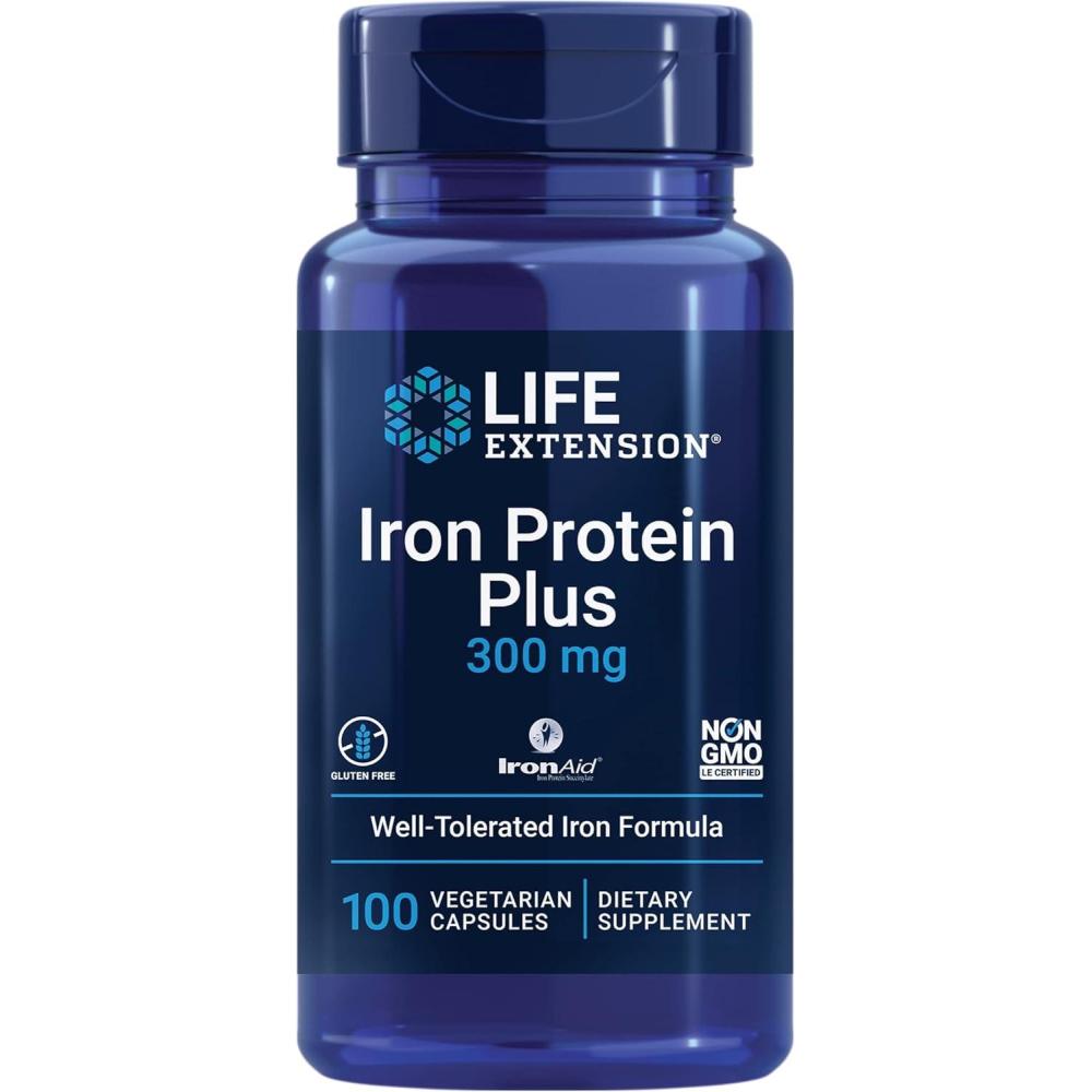 imageLife Extension Iron Protein Plus Iron Protein succinylate absorbable Iron Supplement for WholeBody Health NonGMO GlutenFree Vegetarian 100 Capsules