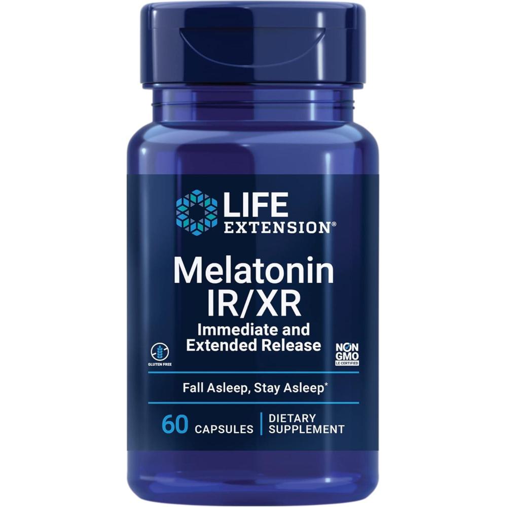 imageLife Extension Melatonin IRXR 15 mg immediate and ExtendedRelease Formula for Optimal Sleep Support Healthy circadian Rhythms Cellular Defense GlutenFree NonGMO 60 Capsules60 Count Pack of 1