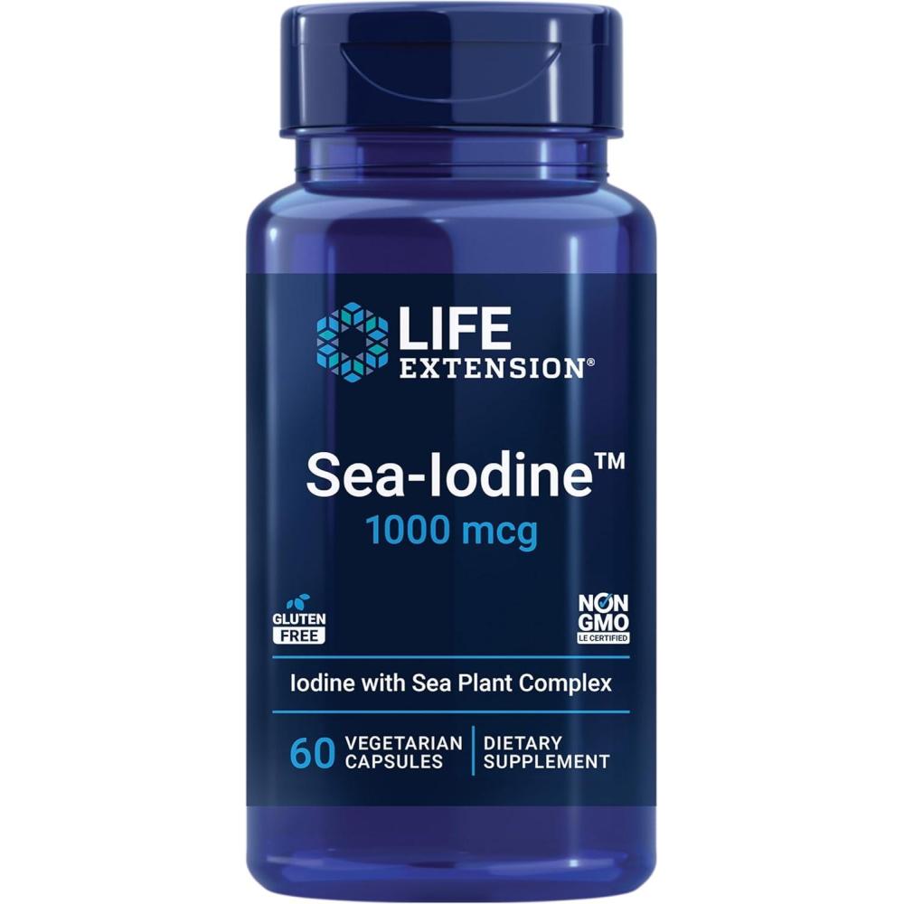 imageLife Extension SeaIodine kelp and bladderwrackderived Iodine Supports Healthy Levels of This Essential Nutrient for Thyroid Health and Beyond NonGMO GlutenFree Vegetarian 60 Capsules