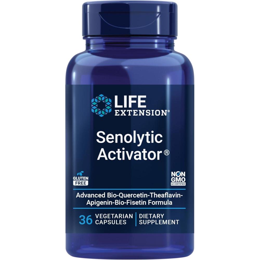 imageLife Extension Senolytic Activator Healthy Aging Cellular Health Support bioavailable quercetin and Fisetin apigenin Black Tea theaflavins Gluten Free NonGMO Vegetarian 36 Capsules36 Count Pack of 1