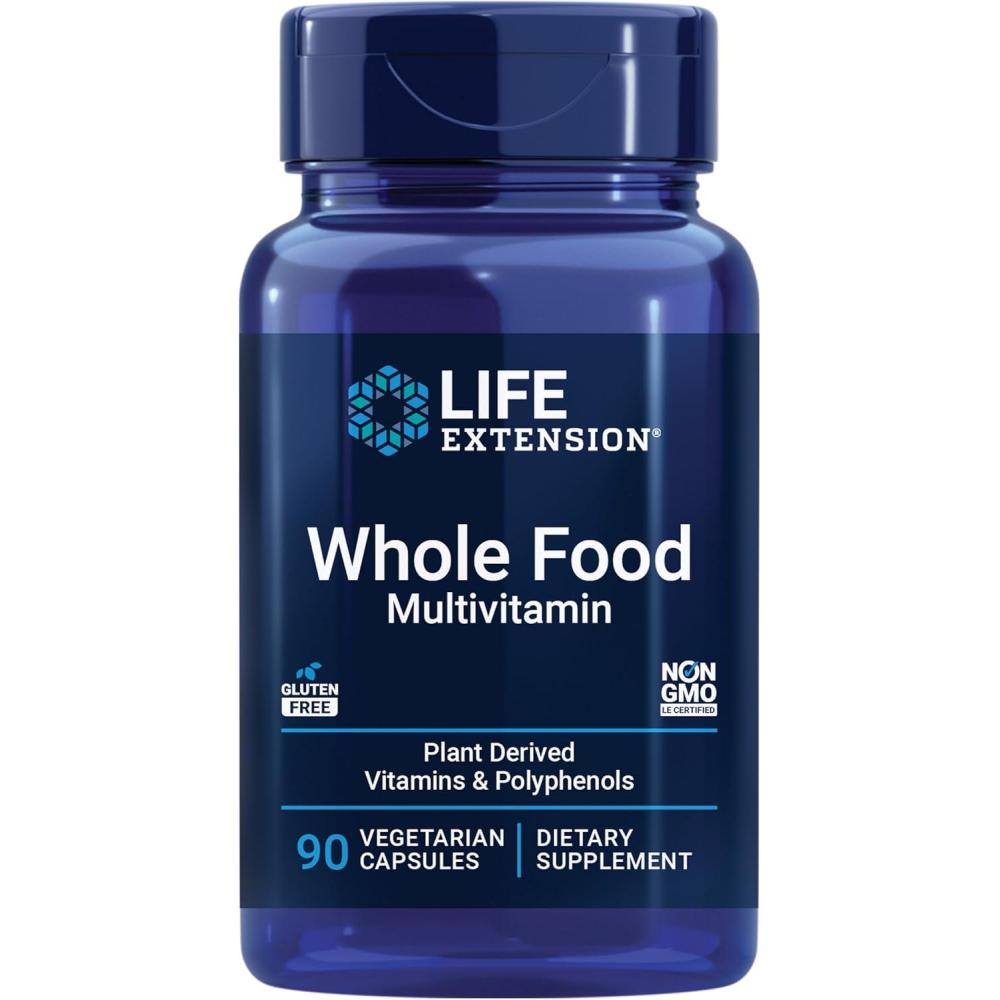 imageLife Extension Whole Food Multivitamin Plantderived Vitamin D3 A B C amp E Plus Minerals Plant extracts Stay Healthy from Head to Toe GlutenFree NonGMO Vegetarian 90 Capsules