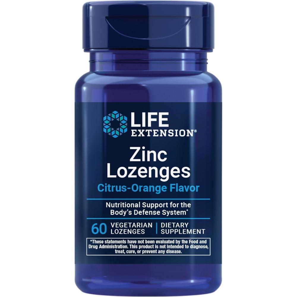 imageLife Extension Zinc Lozenges  CitrusOrange Flavor  for Healthy Protein Synthesis amp Immune Health  Inflammation Management Supplement  GlutenFree NonGMO  60 Vegetarian Lozenges60 Count Pack of 1