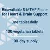 Life Extension Optimized Folate – L-methylfolate – Heart & Brain Support, Healthy Homocysteine Levels – Non-GMO, Gluten-Free, Vegetarian – 1700 mcg DFE, 100 Vegetarian Tablets