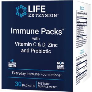 Life Extension – Immune Packs with Vitamin C & D, Zinc and Probiotic (30 Packs)