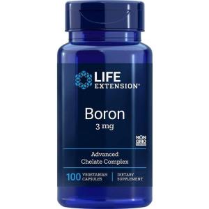 Life Extension Boron 3 mg, Vitamin B2, Supports Healthy Bones, Optimal Bone Metabolism, Immune Function, Nervous System Health, Gluten Free, Non-GMO, Vegetarian, 100 Capsules(Unflavored)