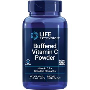Life Extension Buffered Vitamin C Powder, buffering minerals, calcium, magnesium, potassium & zinc, for sensitive stomachs, gluten free, non-GMO, vegetarian, 454 grams, about 84 servings(Standard Packaging)