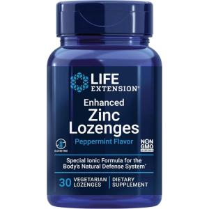 Life Extension Enhanced Zinc Lozenges, zinc Acetate, Optimal Immune Support, Strong Immune Response, Ionic zinc, Non-GMO, Gluten-Free, Vegetarian, 30 lozenges
