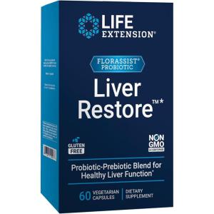 Life Extension FLORASSIST® Liver Restore™, Liver Health probiotics, prebiotics, Liver Support, Healthy Liver enzymes, Gluten-Free, Non-GMO, Vegetarian, 60 Capsules